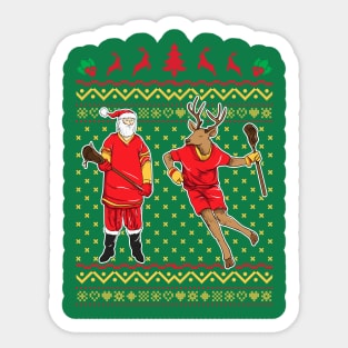 Lacrosse LaX Santa Reindeer Ugly Christmas Sticker